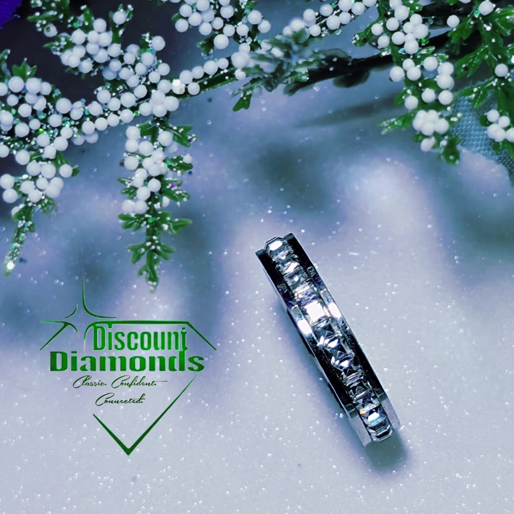 Clear White Diamond Titanium Ring - Picture 3 of 7